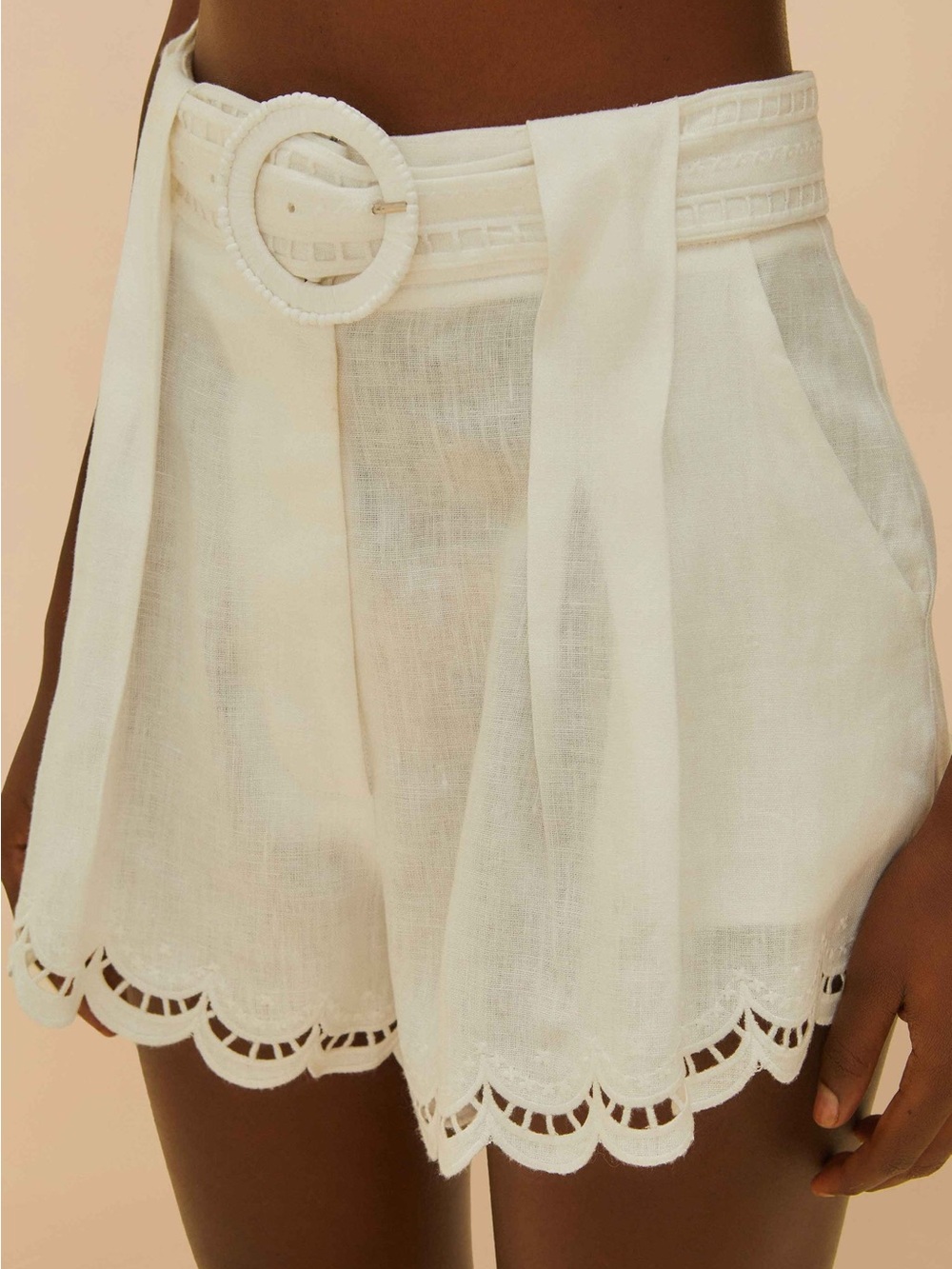 Farm Rio Off White Richelieu Shorts
